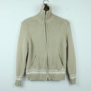 Vintage Eddie Bauer Full Zip Mockneck Sweater 90s Preppy Heritage Ski Clean Girl